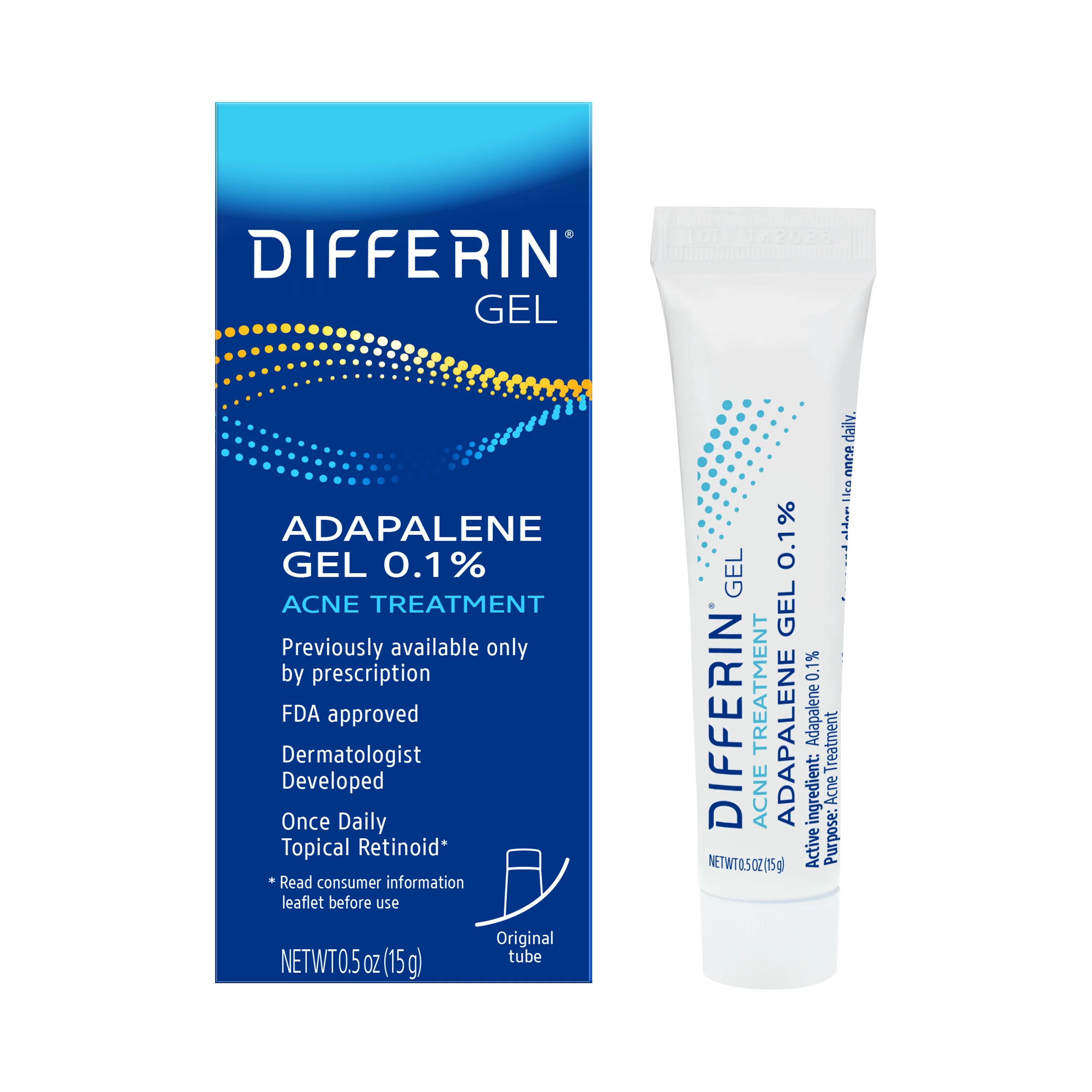 Differin 0.1% Adapalene Treatment Gel 15g Tube 0.5oz